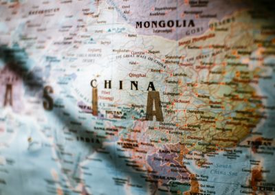 a close up of a map of china